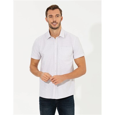Bej Regular Fit Kısa Kollu Gömlek