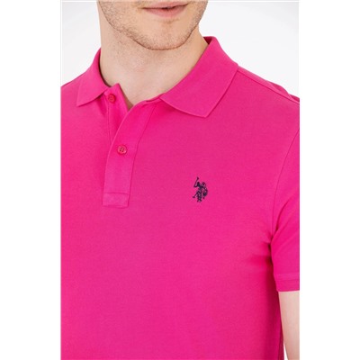 Erkek Fuşya Basic Polo Yaka Tişört
