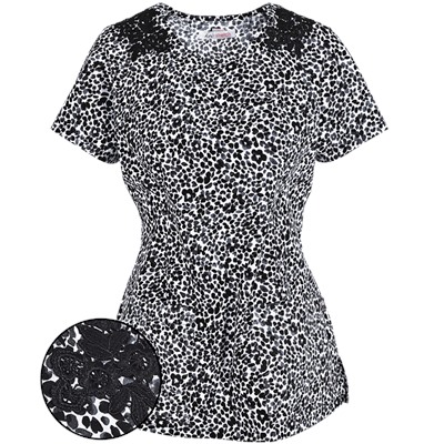 koi Stretch Scrubs Confetti Floral Print Top
