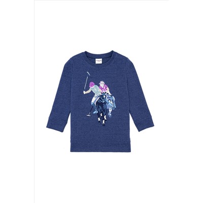 Çocuk Mavi Bisiklet Yaka Sweatshirt