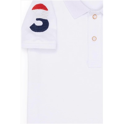 Erkek Çocuk Beyaz Basic Polo Yaka T-Shirt