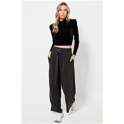 Top crop de terciopelo - Negro