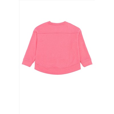 Çocuk Pembe Basic Bisiklet Yaka Sweatshirt