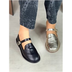 Балетки черные кожа