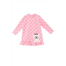 Denokids Ayıcık Kız Bebek Puantiyeli Pembe Elbise CFF-23S1-111