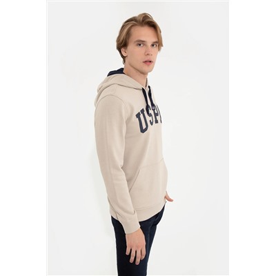 Erkek Taş Kapüşonlu Basic Sweatshirt
