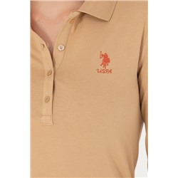 Kadın Kum Basic Polo Yaka Sweatshirt