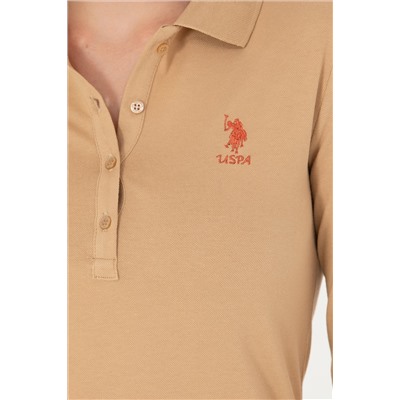 Kadın Kum Basic Polo Yaka Sweatshirt