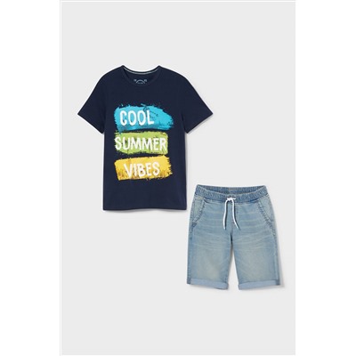 Set - Kurzarmshirt und Jeansshorts