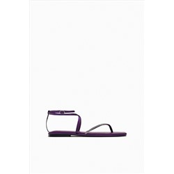 FLAT SLIDER SANDALS WITH RHINESTONES