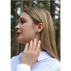 Серьги-пусеты из серебра с фианитами родированные 925 пробы с-7273р200