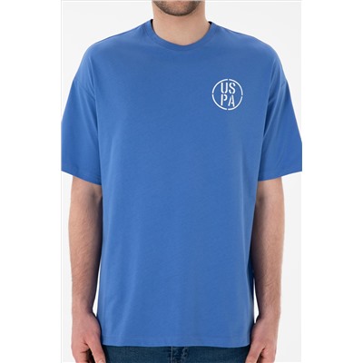 Erkek Oversize Fit Bisiklet Yaka İndigo Tişört
