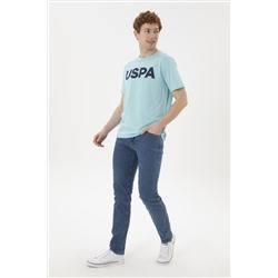 Erkek Regular Fit Bisiklet Yaka Su Yeşili Basic Tişört