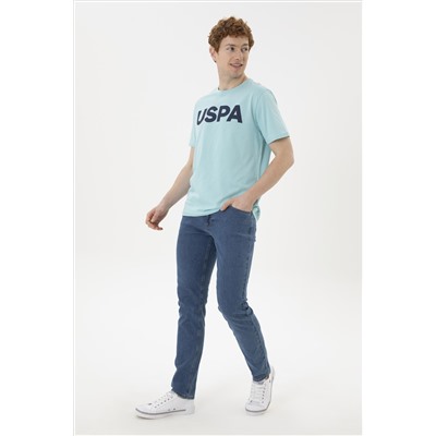 Erkek Regular Fit Bisiklet Yaka Su Yeşili Basic Tişört