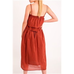 Vestido evasé Rojo teja