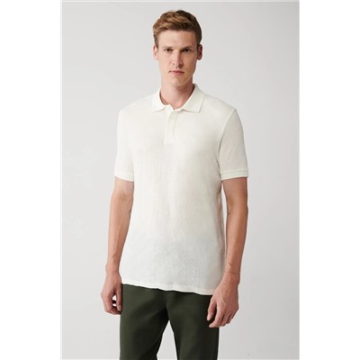 Avva, Erkek Beyaz %100 Pamuk 3 Düğmeli Polo Yaka T-shirt A31y1194