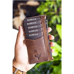 Garbalia, Izev Blush Hakiki Deri Fermuarlı Crazy Kahverengi Unisex Kartlık Cüzdan
