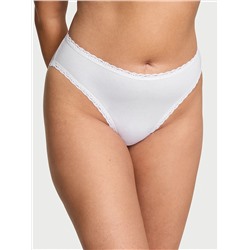 Lace-Trim Cotton High-Leg Brief Panty