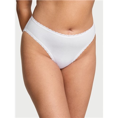 Lace-Trim Cotton High-Leg Brief Panty