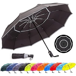 HOSA Auto Open Close Compact Portable Lightweight Automatic Repel Folding Travel Umbrella, Double Vented Windproof UV Protection, For Raining, Sunny Days and Night Time Use