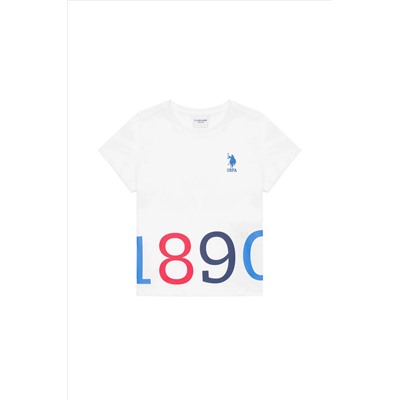 Erkek Çocuk Beyaz Bisiklet Yaka Tişört