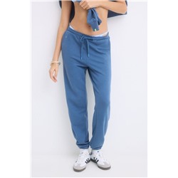 Pantalón largo jogger felpa azul