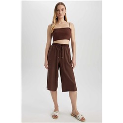 Defacto Relax Fit Yüksek Bel Beli Bağcıklı Viskon Kapri Pantolon I6798AZ23SM