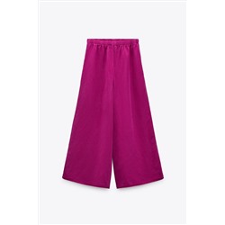 WIDE-LEG LINEN-BLEND TROUSERS