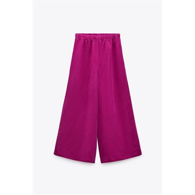 WIDE-LEG LINEN-BLEND TROUSERS