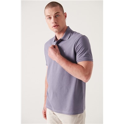 Lila %100 Pamuk Serin Tutan Polo Yaka T-Shirt