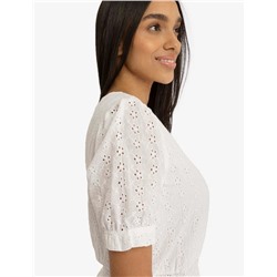 SHORT SLEEVE EYELET RUFFLE DRESS
