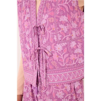Chaleco acolchado morado print floral