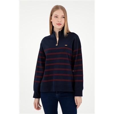 Kadın Dik Yaka Lacivert Sweatshirt