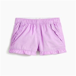 Girls' twill ruffle-trim short