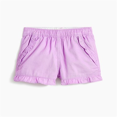 Girls' twill ruffle-trim short
