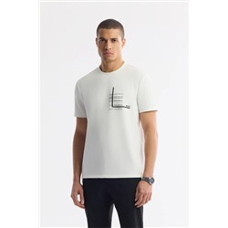 Avva, Erkek Ekru Bisiklet Yaka Baskılı Bi Stretch İnterlok T-Shirt A51Y1135