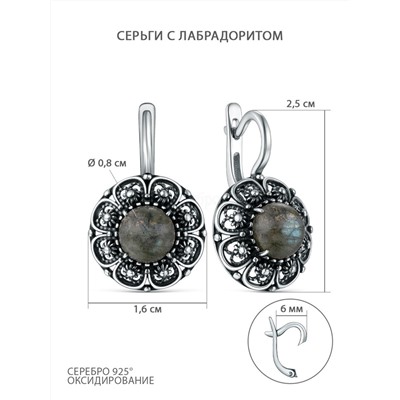 Кольцо из чернёного серебра с лабрадоритом 1310л05115