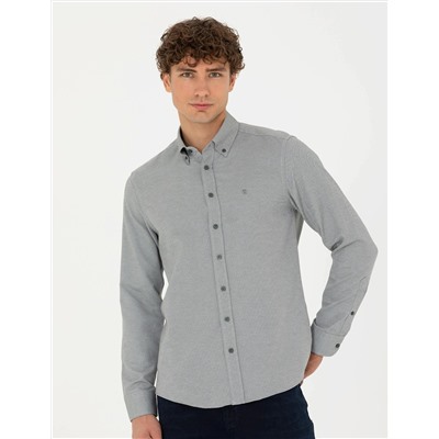 Haki Slim Fit Uzun Kollu Gömlek