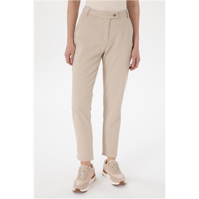 Kadın Taş Keten Karışımlı Carrot Hight Waist Fit Kanvas Pantolon