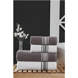 MODALİN 50x90 + 70x140 Cm Elvin 4'lü Banyo Havlusu Seti 9003