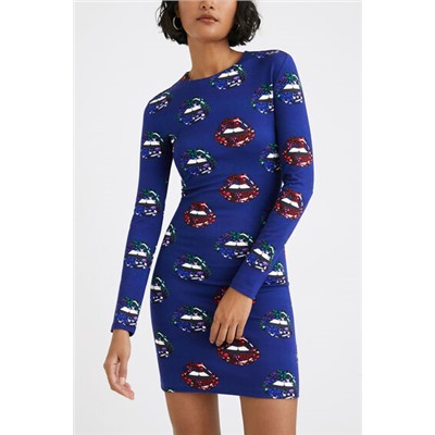 Vestido corto slim labios