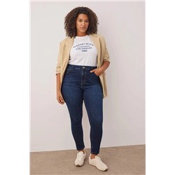 Koyu Mavi Yüksek Bel Esnek Skinny Jeans TBBAW23JE00000