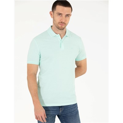 Açık Yeşil Slim Fit Polo Yaka Basic Tişört
