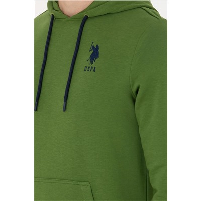 Erkek Yeşil Basic Kapüşonlu Sweatshirt