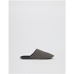 Houndstooth Slippers, Men, Grey