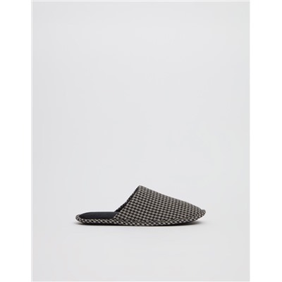 Houndstooth Slippers, Men, Grey