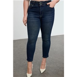 Trendyol Curve Koyu Mavi Yüksek Bel Esnek Skinny Büyük Beden Jeans TBBAW25CJ00024