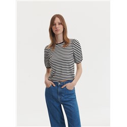 Gestreifte Bluse mit Puffärmeln