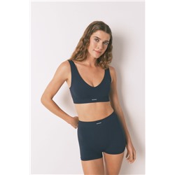 Top sin costuras LOVELY canalé azul oscuro
