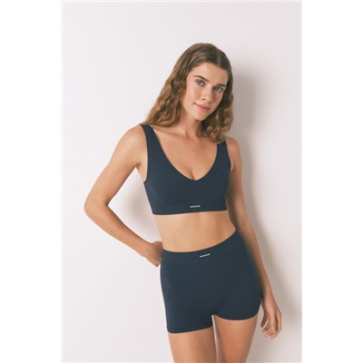 Top sin costuras LOVELY canalé azul oscuro